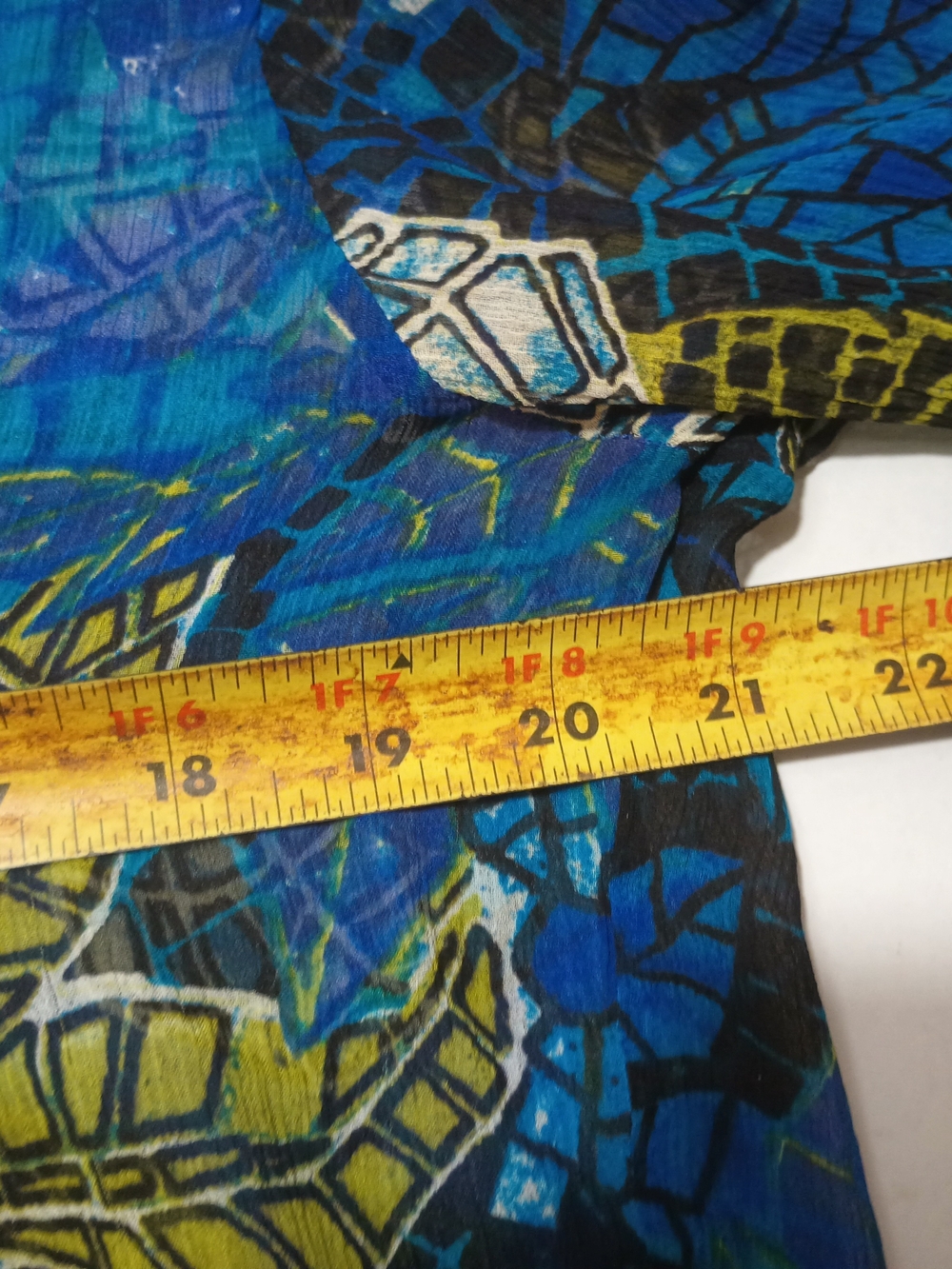 Chico's Blue Multi Sheer Floral V-Neck Blouse - Picture 6 of 7